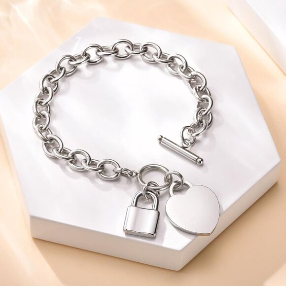 Personalized Initial Name Stainless Steel Trendy Cable Chain Bracelet Neckalce S - Picture 5 of 7